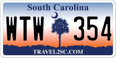 SC license plate WTW354