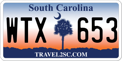 SC license plate WTX653