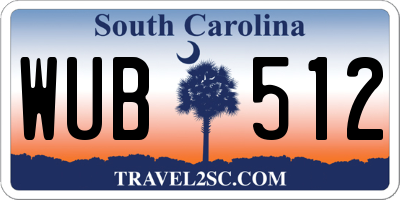 SC license plate WUB512