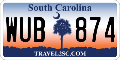 SC license plate WUB874