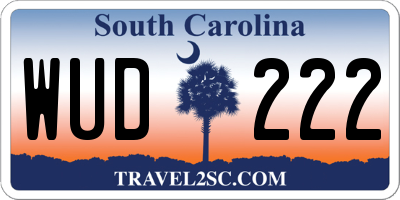 SC license plate WUD222