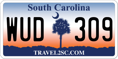 SC license plate WUD309