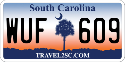 SC license plate WUF609