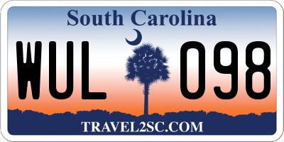 SC license plate WUL098