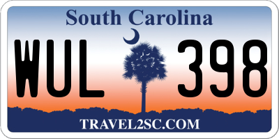 SC license plate WUL398