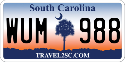 SC license plate WUM988