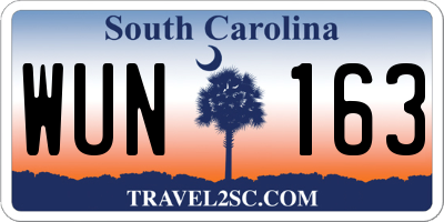 SC license plate WUN163