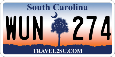 SC license plate WUN274