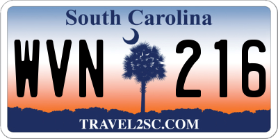 SC license plate WVN216