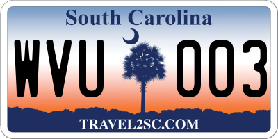 SC license plate WVU003