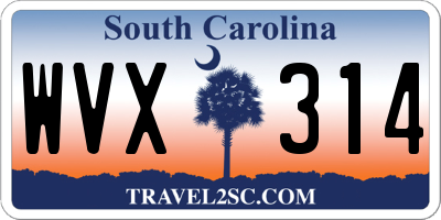 SC license plate WVX314