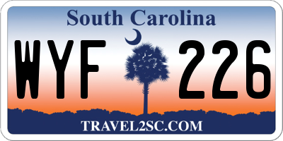 SC license plate WYF226