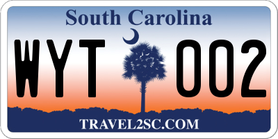 SC license plate WYT002