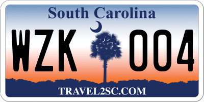 SC license plate WZK004