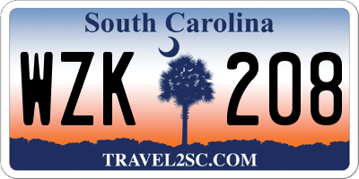 SC license plate WZK208
