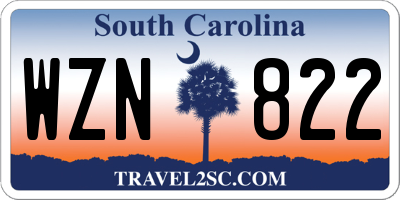 SC license plate WZN822
