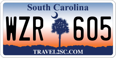 SC license plate WZR605