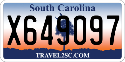 SC license plate X649097