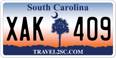 SC license plate XAK409