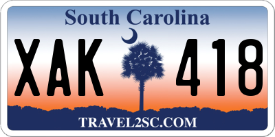 SC license plate XAK418