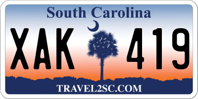 SC license plate XAK419
