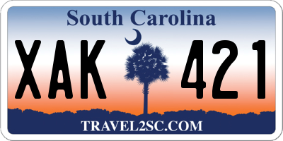 SC license plate XAK421