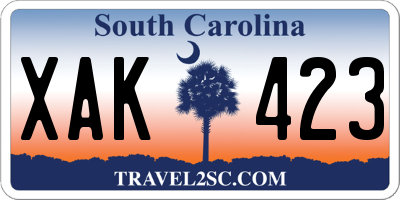SC license plate XAK423