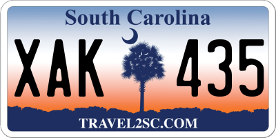 SC license plate XAK435