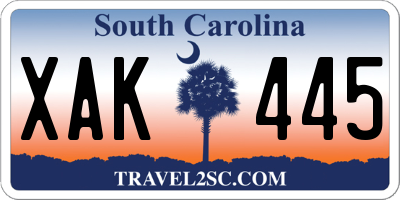 SC license plate XAK445