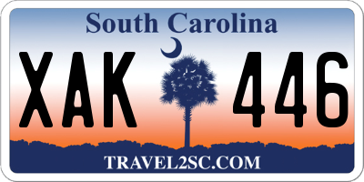 SC license plate XAK446