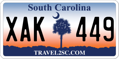 SC license plate XAK449