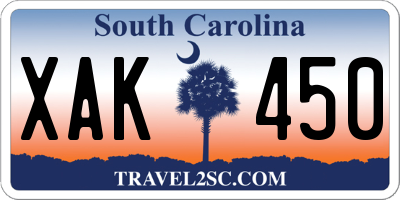 SC license plate XAK450