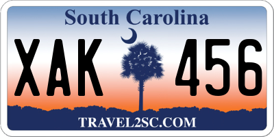 SC license plate XAK456
