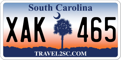 SC license plate XAK465