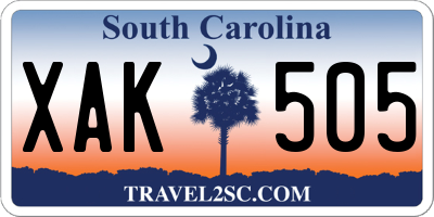 SC license plate XAK505