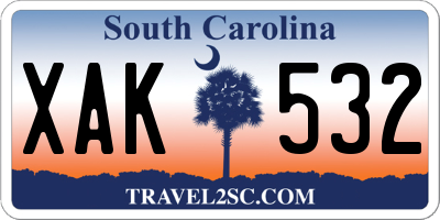 SC license plate XAK532