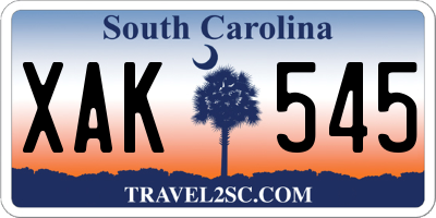 SC license plate XAK545