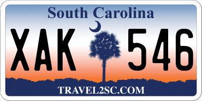 SC license plate XAK546