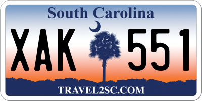 SC license plate XAK551