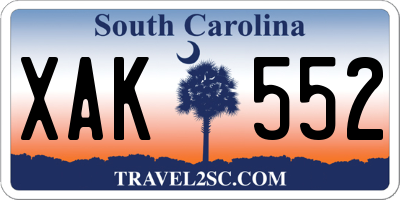 SC license plate XAK552
