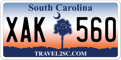 SC license plate XAK560
