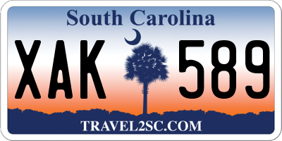 SC license plate XAK589