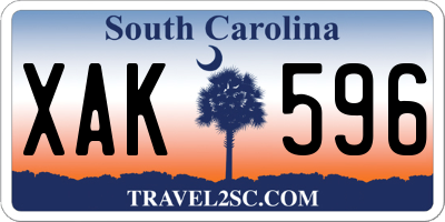 SC license plate XAK596