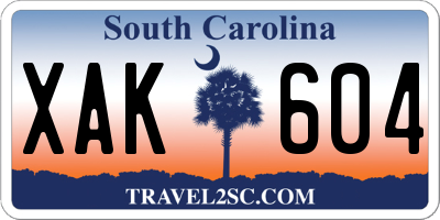 SC license plate XAK604