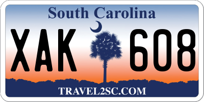 SC license plate XAK608