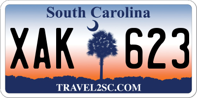 SC license plate XAK623