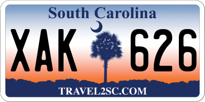 SC license plate XAK626