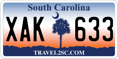 SC license plate XAK633