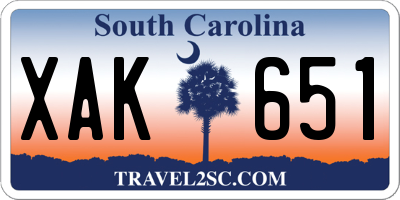 SC license plate XAK651