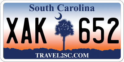 SC license plate XAK652